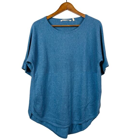 Soft Surroundings Tiered Short Sleeve Sweater Blue - M - Picture 1 of 5